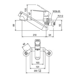 KVK　浄水器内蔵シングル混合栓（210mmパイプ付）eレバー（寒冷地用）　【品番：MSK110KZEJST2】_1