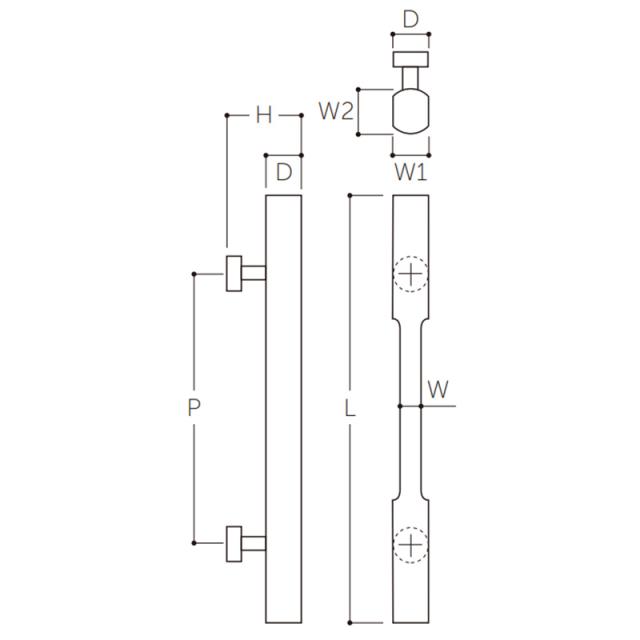 MARUKI　マイウッドＩ型ハンドル（両面用） 寸法700　【品番：W-1150】_1