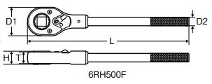 水戸工機　ミトロイ　3/4（19.0mm） ラチェットハンドル （凹） 500mm　【品番：6RH500F】_1