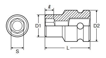 水戸工機　ミトロイ　1-1/2（38.1mm） インパクトレンチ用 ソケット スタンダードタイプ 6角 80mm　【品番：P12-80】_1