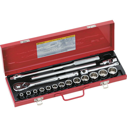 水戸工機　ミトロイ　1/2（12.7mm） ソケットレンチセット スタンダードタイプ 13コマ 19点　【品番：SN419M-ISO】