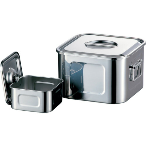 エムテートリマツ　ＡＧ１８?８ツマミ付浅型角キッチンポット　２４ｃｍ手付　【品番：006329024】