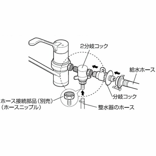 ナニワ製作所 食器洗い乾燥機・整水器用2分岐コック 【品番：NS-K6】の