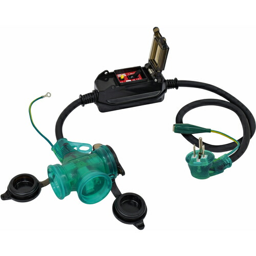 日動工業　防雨Ｌヘナポッキン延長ブレーカ　過負荷漏電保護兼用　１０Ａ　【品番：PBWL-EKT10A-S】