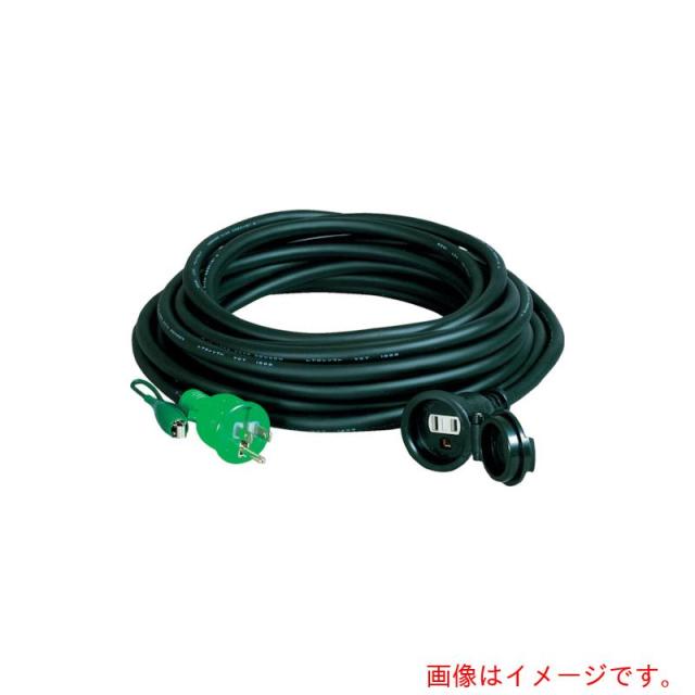 日動工業　シングルポッキン延長コード　防雨型シングルポッキン　アース付　防雨キャップ付　３０ｍ　極太ソフト電線ＳＶＣＴ２．０　【品番：PSW-30E】