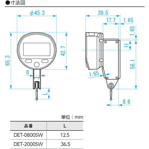 新潟精機　SK　デジタルＳラインテストインジケータ　無線内蔵（ＢＬＵＥＴＯＯＴＨ）　測定子長さ３６．５ｍｍ　【品番：DET-2000SW】_1