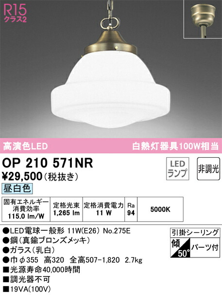 オーデリック　ペンダントライト　【品番：OP 210 571NR】_1