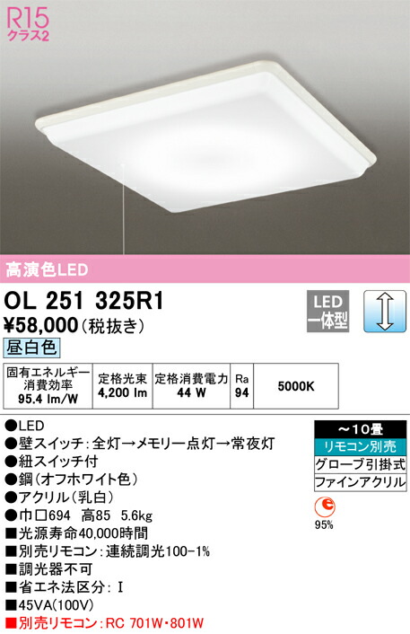 オーデリック　シーリングライト　【品番：OL 251 325R1】_1