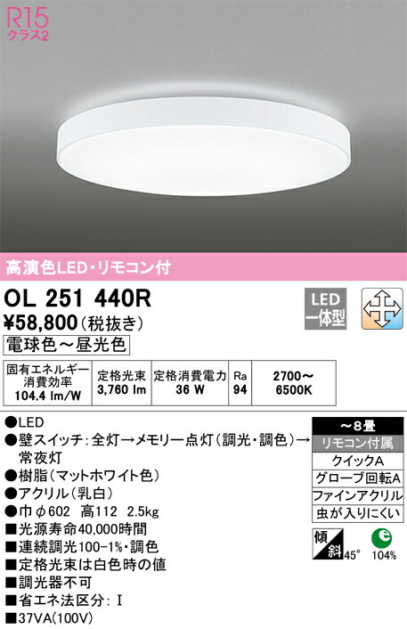 オーデリック　シーリングライト　【品番：OL 251 440R】_1