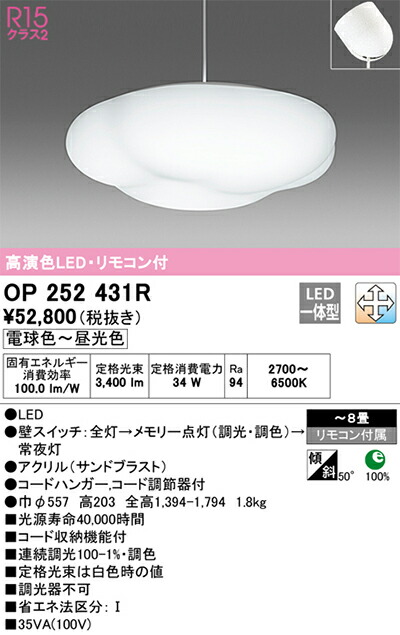 オーデリック　ペンダントライト　【品番：OP 252 431R】_1