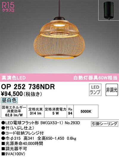 オーデリック　ペンダントライト　【品番：OP 252 736NDR】_1