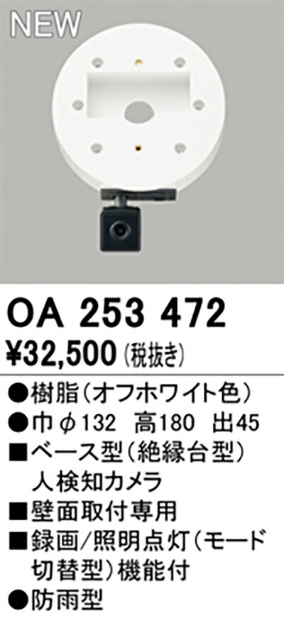 オーデリック　人検知カメラ　【品番：OA 253 472】_1