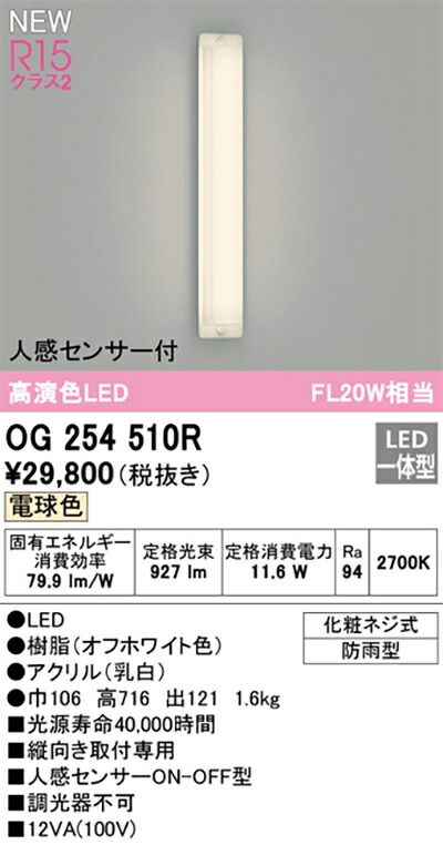 オーデリック　エクステリア ポーチライト　【品番：OG 254 510R】_1