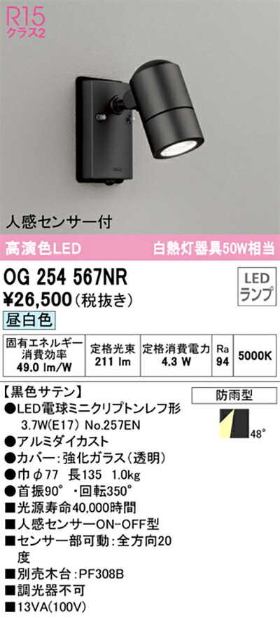 オーデリック　エクステリア スポットライト　【品番：OG 254 567NR】_1