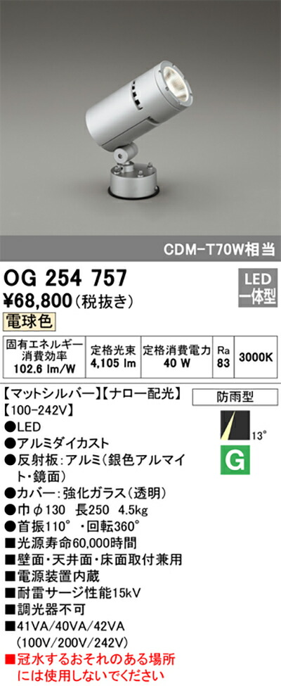 オーデリック　エクステリア スポットライト　【品番：OG 254 757】 玄関ライト