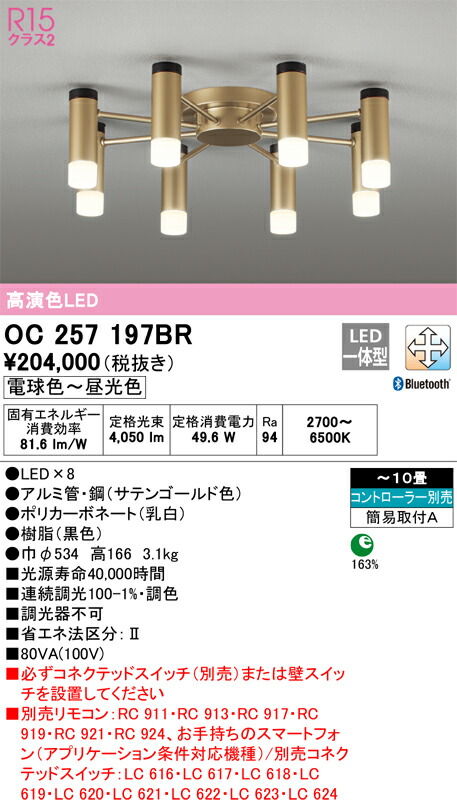 オーデリック　シャンデリア　【品番：OC 257 197BR】_1