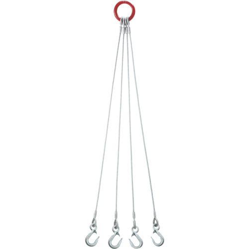 オーエッチ工業　ＯＨ　４点吊りワイヤースリング　スリムフック付　１２ｍｍ×２ｍ　【品番：4W12-20S】