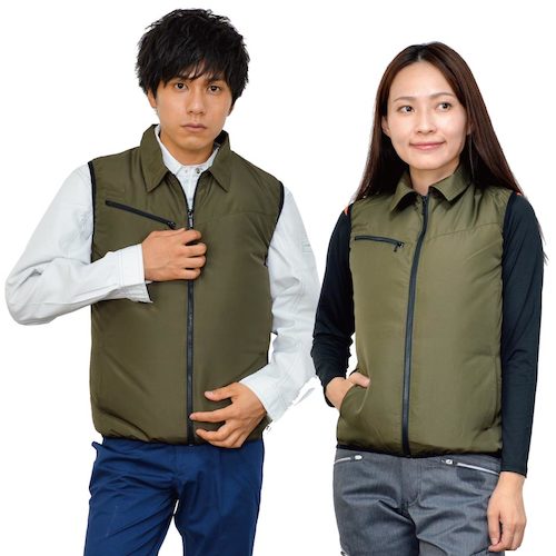岡潮　空調ベスト（ウェアのみ）　２０２０４　アーミーグリーン４Ｌ　【品番：20204N-4L】