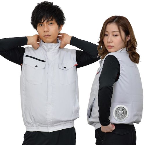 岡潮　空調ベスト（ウェアのみ）日本製生地使用　２０２１２　グレーＬＬ　【品番：20212N-LL】