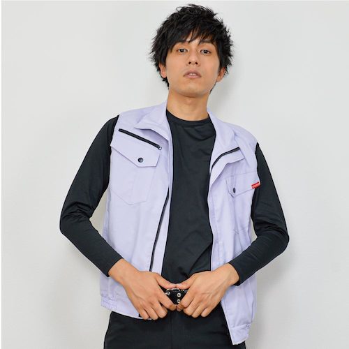 岡潮　空調ベスト（ウェアのみ）日本製生地使用　２０２１８　ラベンダーＬ　【品番：20218N-L】_1