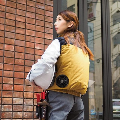 岡潮　空調ベスト（ウェアのみ）日本製生地使用　２０２２４　ゴールド×ブラック３Ｌ　【品番：20224N-3L】_3