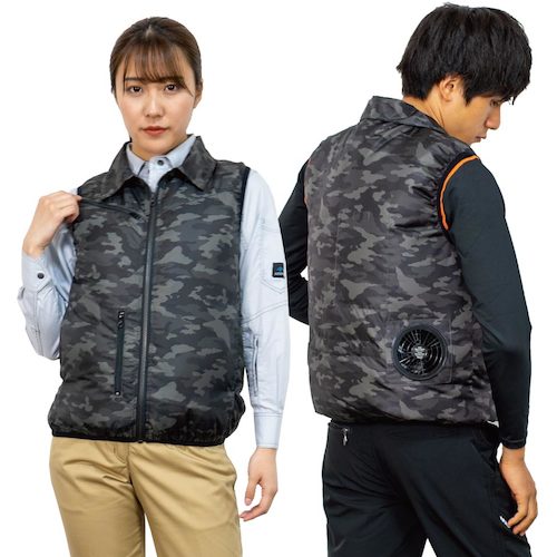 岡潮　空調ベスト（ウェアのみ）日本製生地使用　２０２３５　カモグレー４Ｌ　【品番：20235-4L】