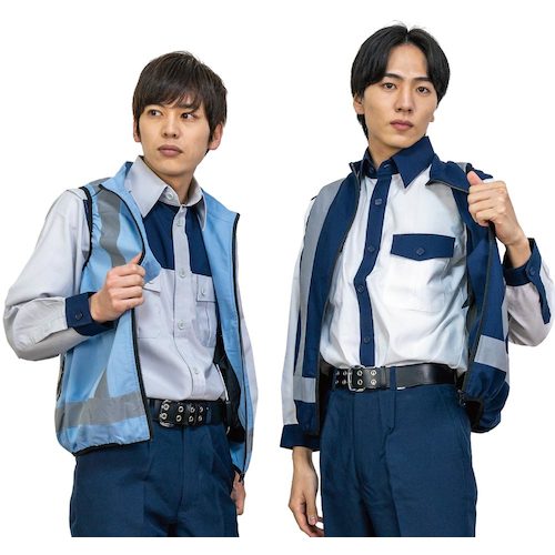 岡潮　空調付き安全ベスト（ウェアのみ）　２０２８１　サックス４Ｌ　【品番：20281-4L】_3