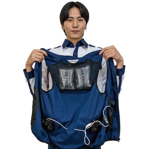 岡潮　空調付き安全ベスト（ウェアのみ）　２０２８１　サックス４Ｌ　【品番：20281-4L】_4