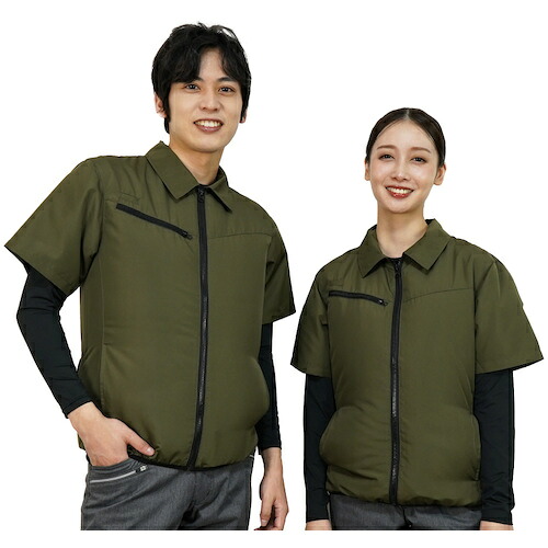 岡潮　空調半袖ブルゾン（ウェアのみ）　２０３０４　アーミーグリーンＭ　【品番：20304-M】