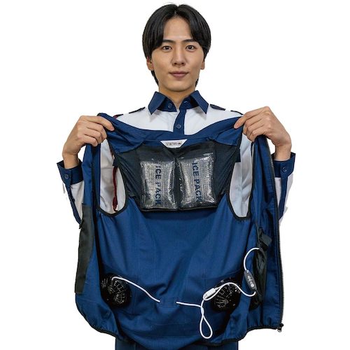岡潮　空調付き安全ベスト（ウェアのみ）ポリエステル１００％　２０３７１　ネイビー５Ｌ　【品番：20371-5L】_4