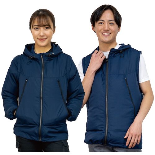 岡潮　空調付２Ｗａｙパーカー（ウェアのみ）　３０１０１　ネイビー　４Ｌ　【品番：30101-4L】