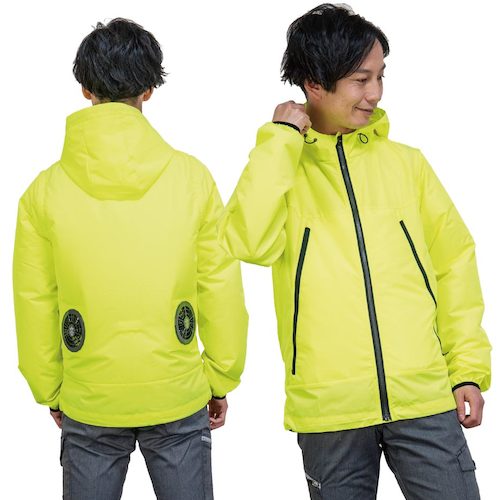 岡潮　空調付２Ｗａｙパーカー（ウェアのみ）　３０１０２　蛍光イエロー　ＬＬ　【品番：30102-LL】