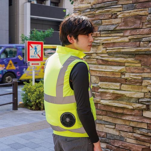 岡潮　高視認性空調安全ベスト（ウェアのみ）　３０２２２　蛍光イエロー５Ｌ　【品番：30222-5L】_3
