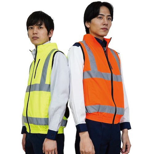 岡潮　高視認性空調安全ベスト（ウェアのみ）　３０２２４　蛍光オレンジ４Ｌ　【品番：30224-4L】_3