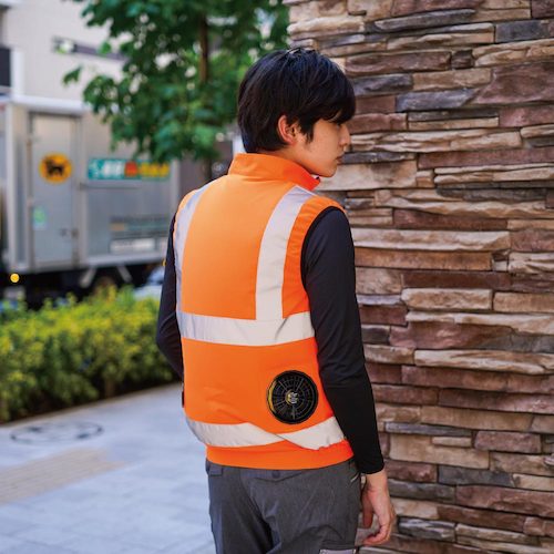 岡潮　高視認性空調安全ベスト（ウェアのみ）　３０２２４　蛍光オレンジ６Ｌ　【品番：30224-6L】_2