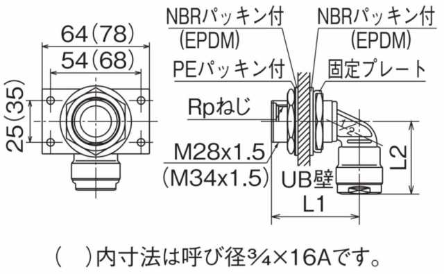 WL63-1313-13-S】オンダ製作所 ダブルロックジョイント WL63型 UB壁貫通継手 コンパクトタイプ 大ロット(48台) ONDA 