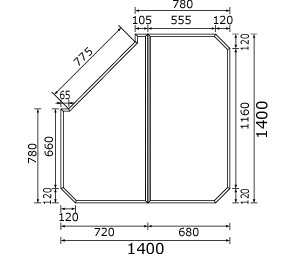 パナソニック　風呂フタ（1400ミリ×1400ミリ：組みフタ：変形：2枚：切り欠きあり）　【品番：GZ955C】