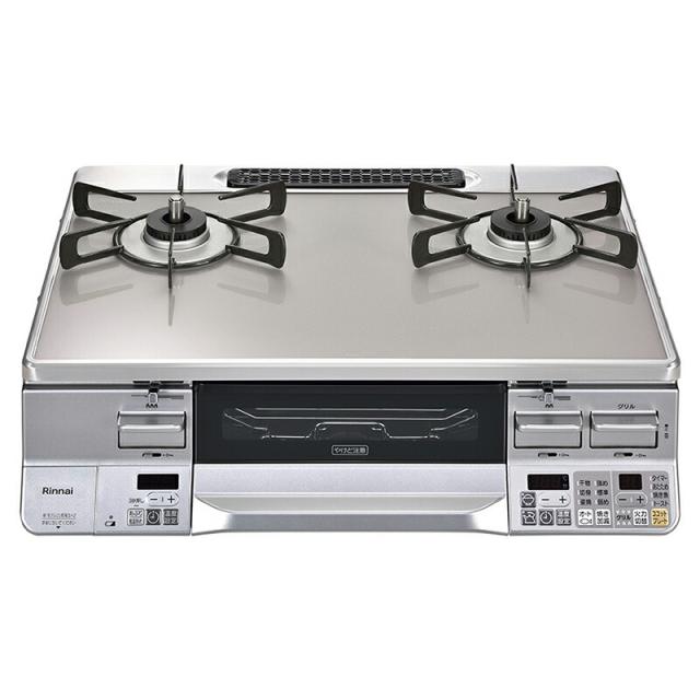 リンナイ　LAKUCIE Prime　ガステーブル（クリアアイスグレーII・シルバー）　標準幅約59cmタイプ　プロパンガス　左強火力　【品番：RTS65AWG34R2NGA-VL/LP】