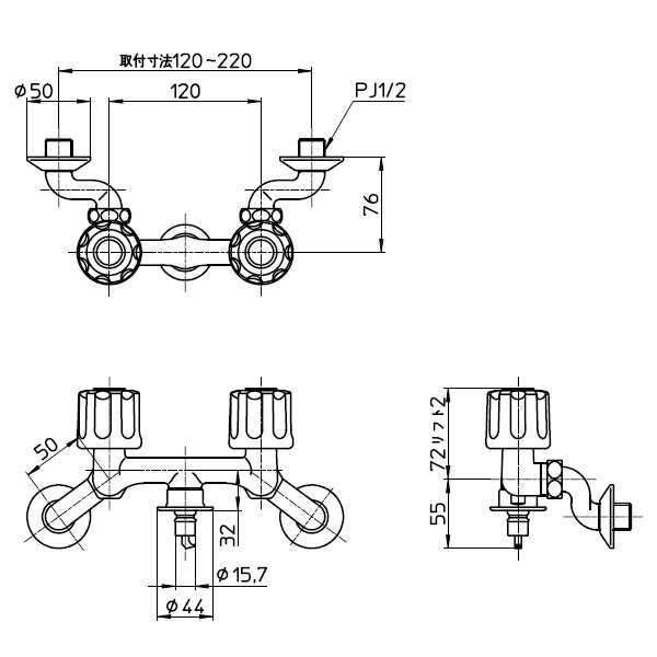 SANEI ツーバルブ洗濯機用混合栓 一般地用 【品番：K1101TV-1-LH-13】の通販はau PAY マーケット 住設プロ au  PAY マーケット－通販サイト