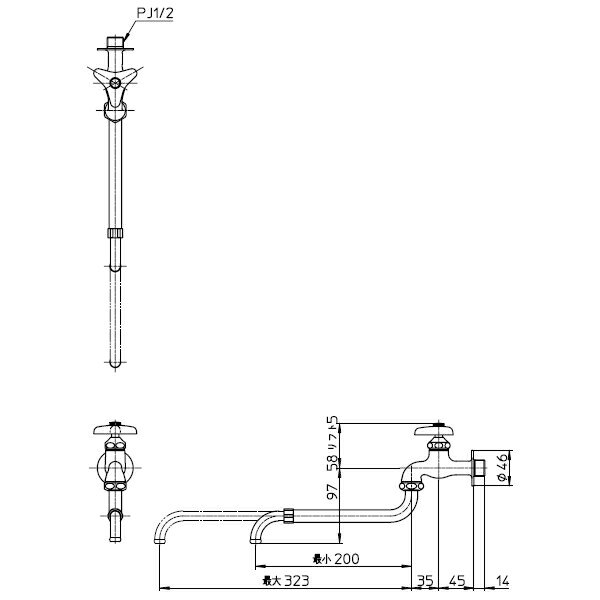 SANEI　伸縮自在水栓　一般地用　【品番：JA14A-13】