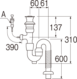 SANEI　洗面排水栓付Sトラップ　【品番：H7722-1-38】_1