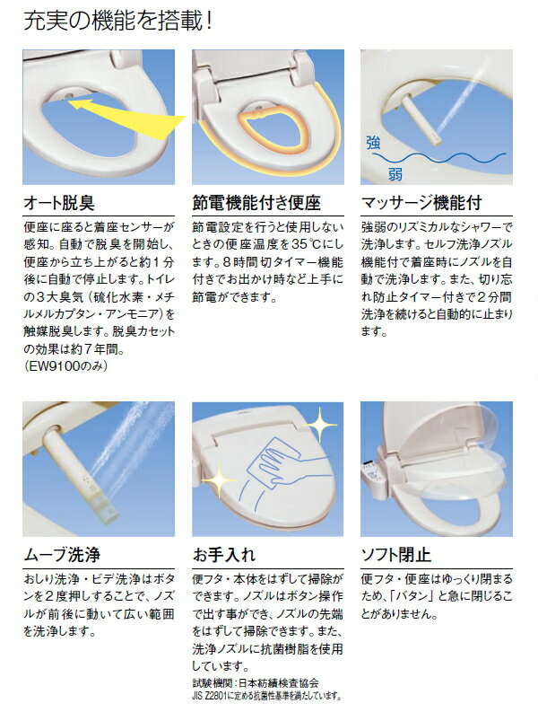 SANEI　温水洗浄便座”シャワンザ”（脱臭機能付）　ホワイト　【品番：EW9100-W】_2