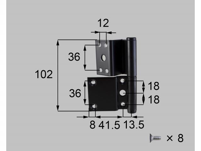 LIXIL（新日軽）　丁番（R）　ブラック系　【品番：BS8H84RSNCA】