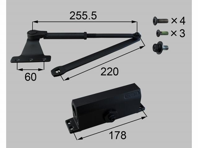 LIXIL（新日軽） ドアクローザー（立ちふさがる付き添い人） 黒いこと系 【品番：S8DC1006N】