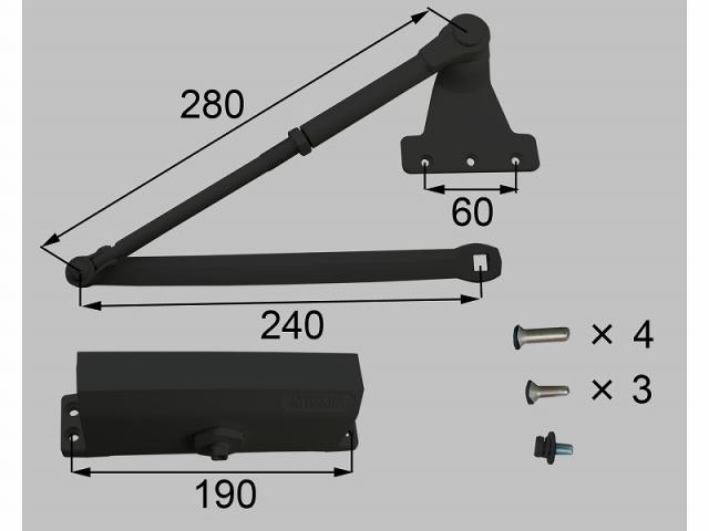 LIXIL（新日軽）　ドアクローザー（ストップ付き）　ブラック系　【品番：S8NDC11】