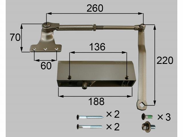LIXIL（新日軽）　ドアクローザー（ストップ付き）　ブロンズ系　【品番：C8DC153】 10,629円