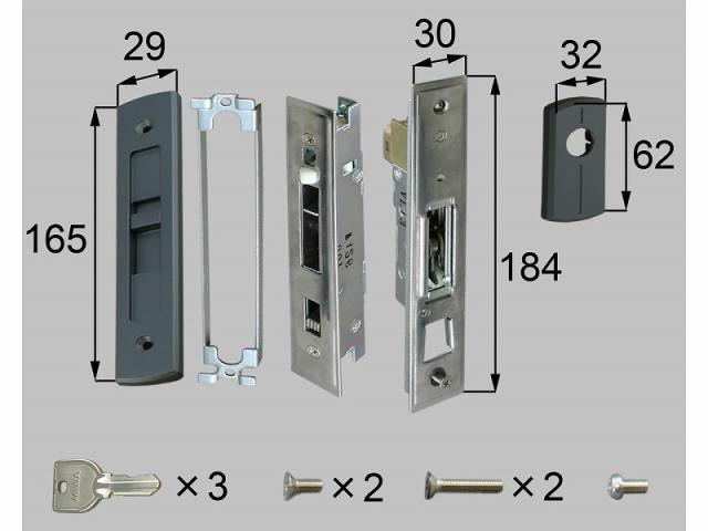 LIXIL（新日軽）　内外締り錠セット（シリンダー付）　グレー系　【品番：A8DL1097】