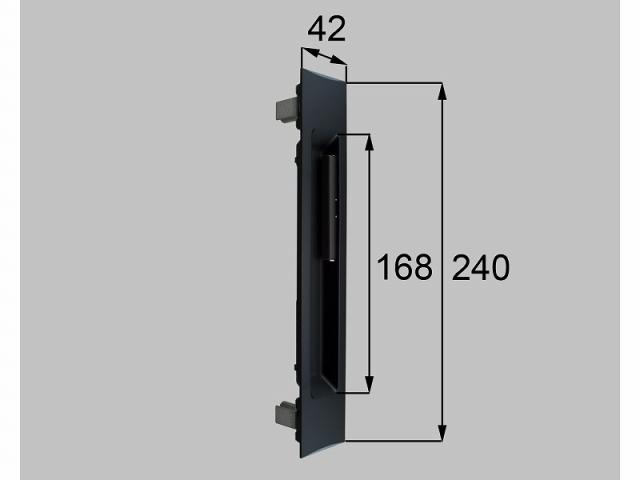 LIXIL（新日軽）　引手彫込（外・ラッチ付）（R）　ブラック系　【品番：S8DL1737R】