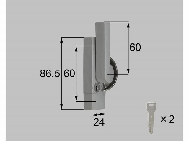 LIXIL（新日軽）　鍵付クレセント（L=60）L　グレー系　【品番：SVQJ67ALS01】