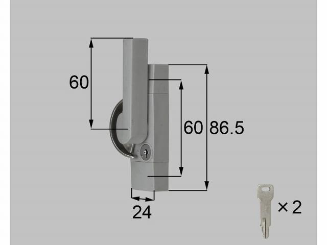 LIXIL（新日軽）　鍵付クレセント（L=60）R　グレー系　【品番：SVQJ67ARS02】